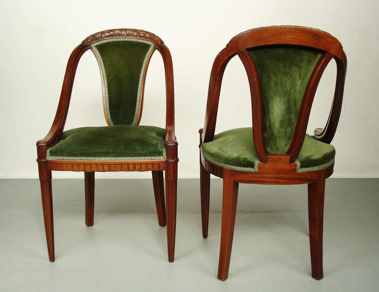 Art Deco Two Gondole Chairs Attributed to Maurice Dufrene
