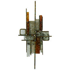 A 1960s Metal and Glass Sconce in the style of Poliarte