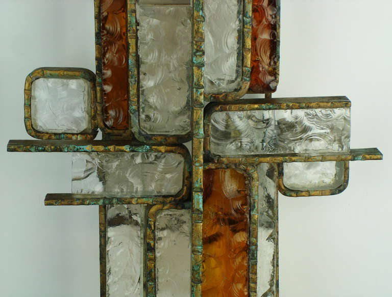 A 1960s Metal and Glass Sconce in the style of Poliarte 1