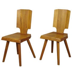 Two Elm Chairs by Pierre Chapo