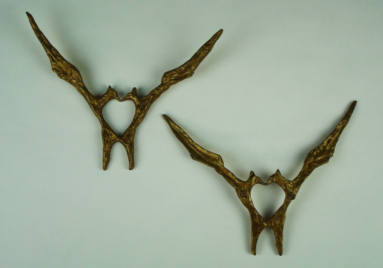 Mid-Century Modern Two Bronze Sconces by Felix Agostini For Sale