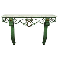 Art Déco Wrought Iron Console in the Style of Subes