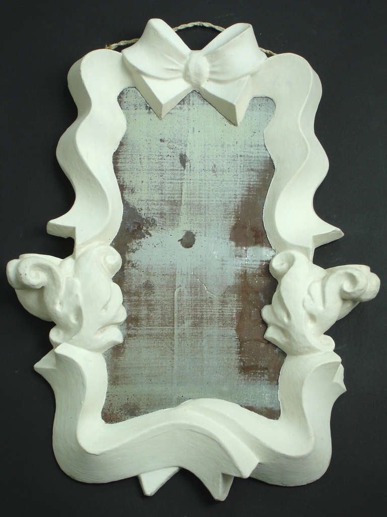 White painted plaster frame,oxidized mirror
