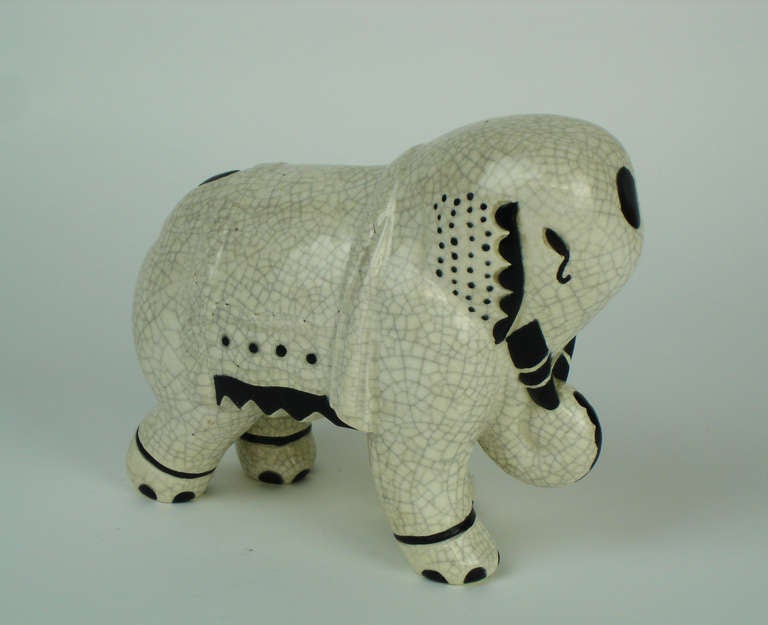 Art Deco Longwy Earthenware  Elephant for Primavera
