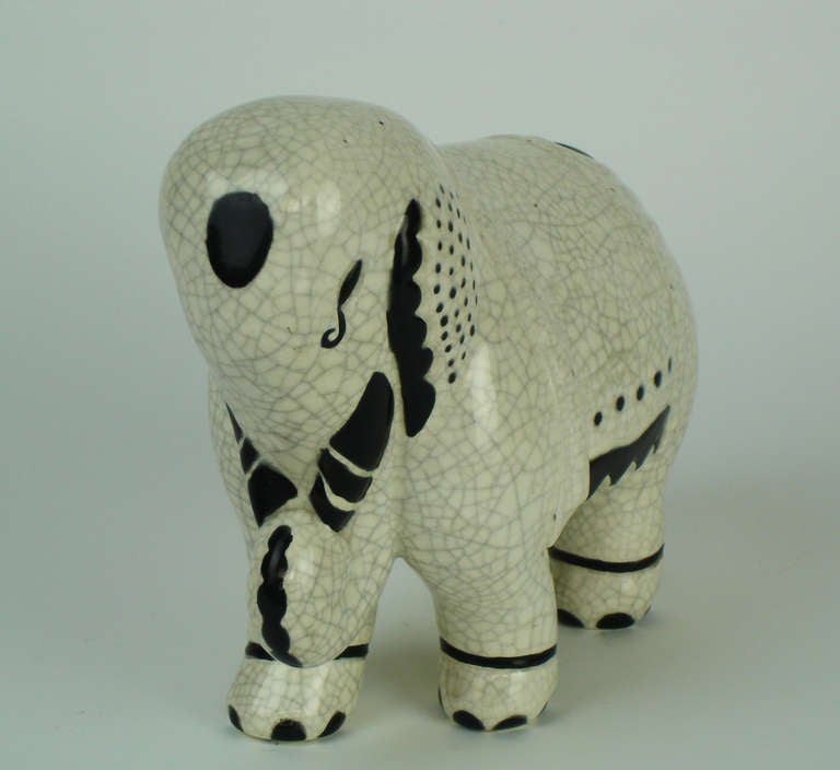 Longwy Earthenware  Elephant for Primavera In Excellent Condition In Janvry, Essonne