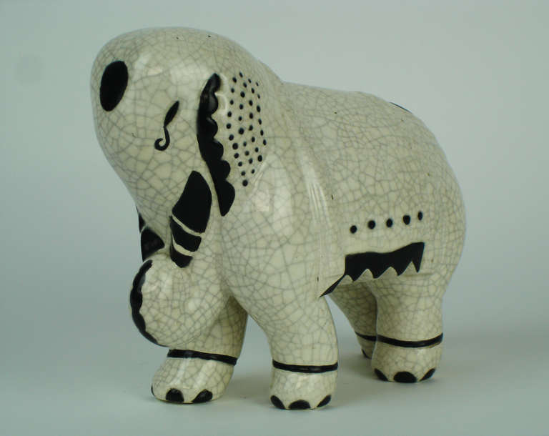Mid-20th Century Longwy Earthenware  Elephant for Primavera
