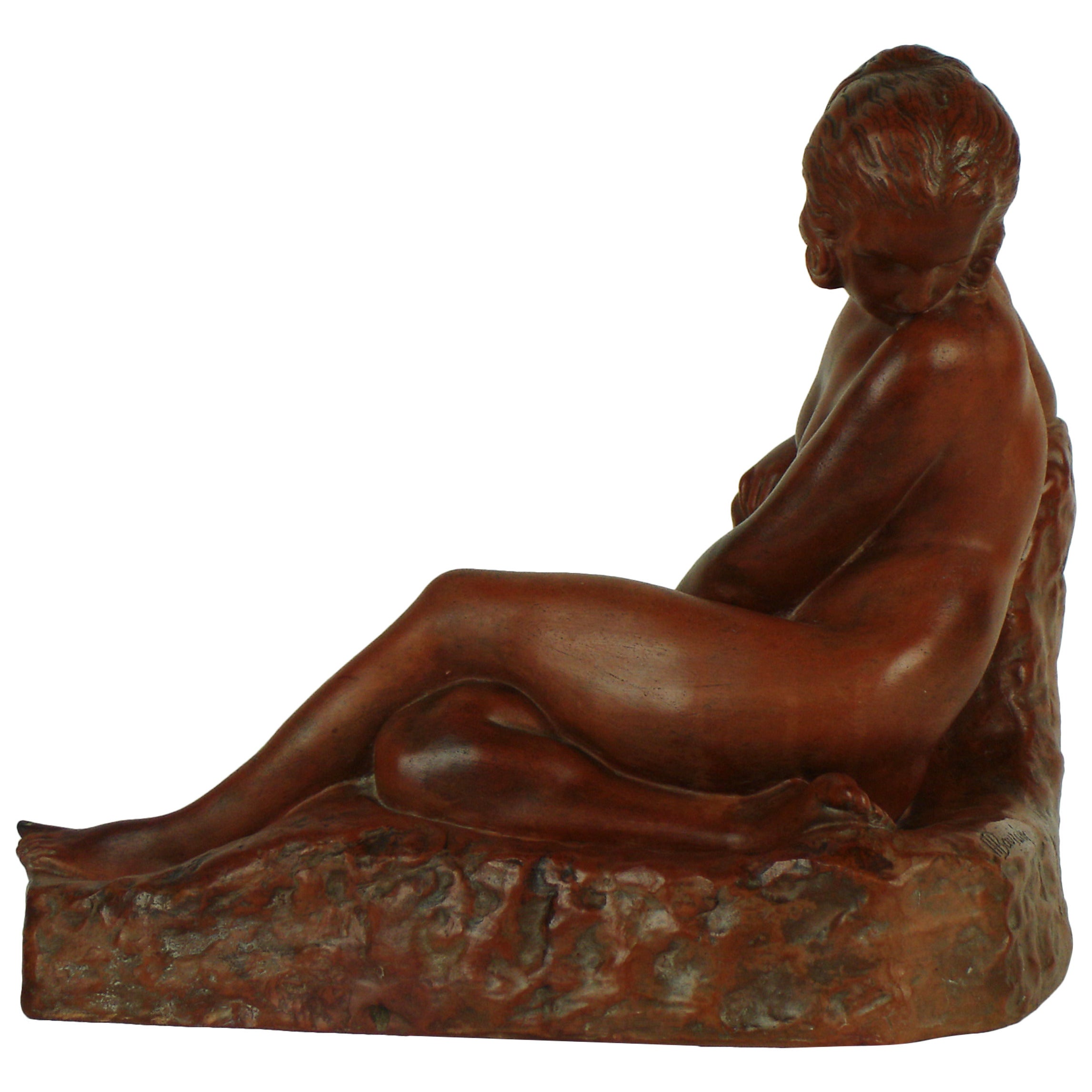 Art Deco Terracotta Sculpture by Marcel Bouraine For Sale