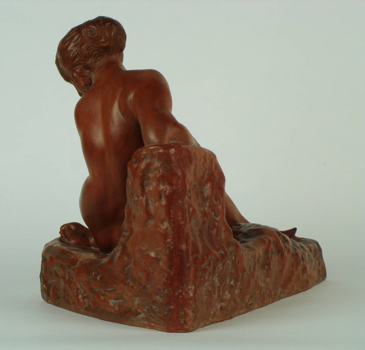 Molded Art Deco Terracotta Sculpture by Marcel Bouraine For Sale
