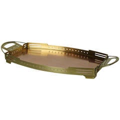 Antique A Copper & Brass Tray by Gustave Serrurier-Bovy