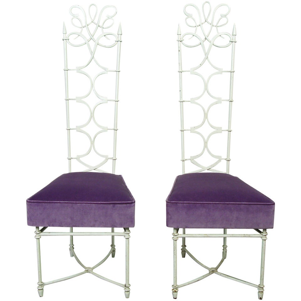 Two Wrought Iron Chairs in the Style of René Prou For Sale