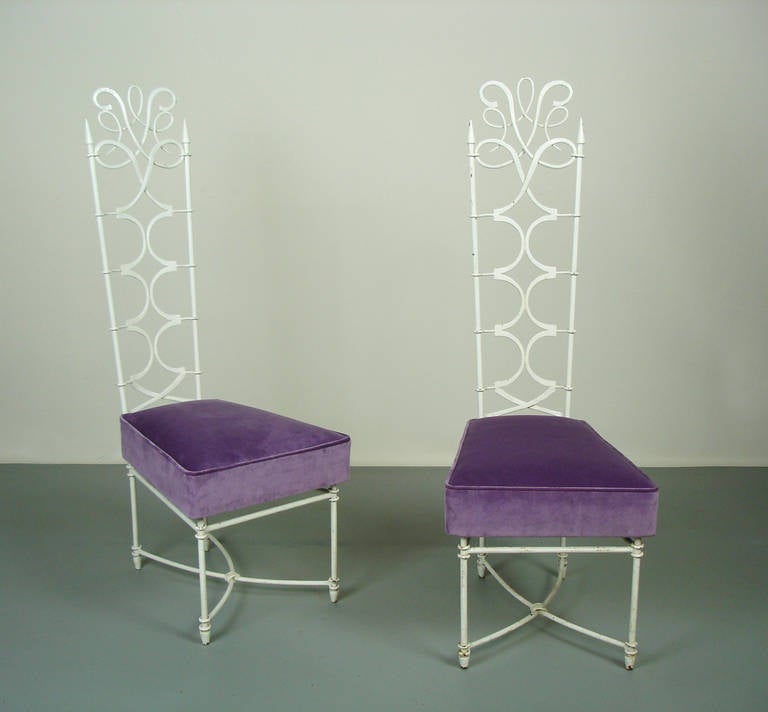 French Two Wrought Iron Chairs in the Style of René Prou For Sale