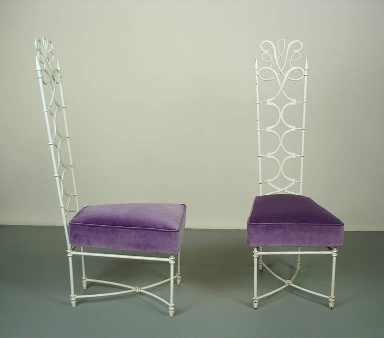 Mid-20th Century Two Wrought Iron Chairs in the Style of René Prou For Sale