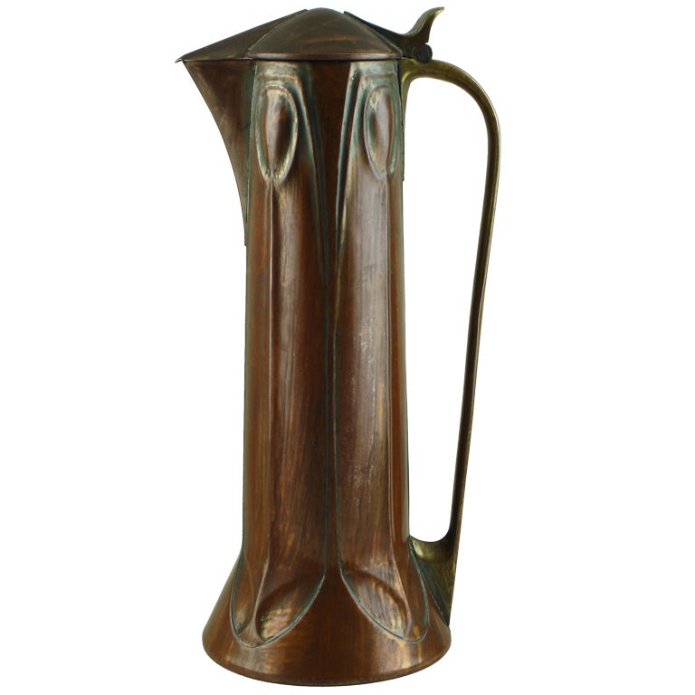 Copper & brass jug by Albin Muller For Sale