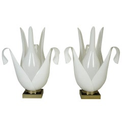 Pair Of Sculptural  Table Lamps By Rougier