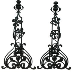 wrought iron"art nouveau"andirons