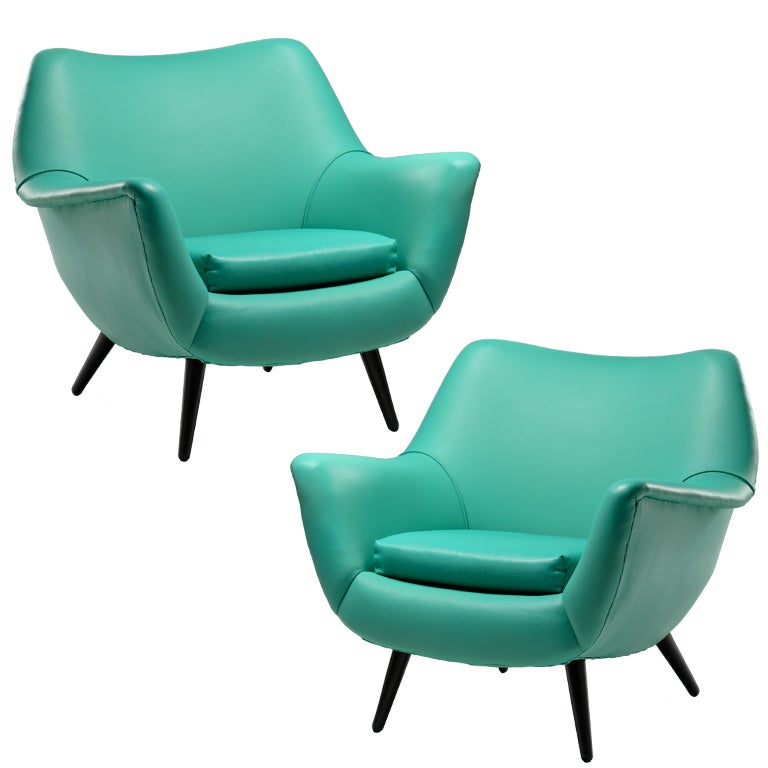 Pair of Sculptural Club Chairs in the style of Gio Ponti