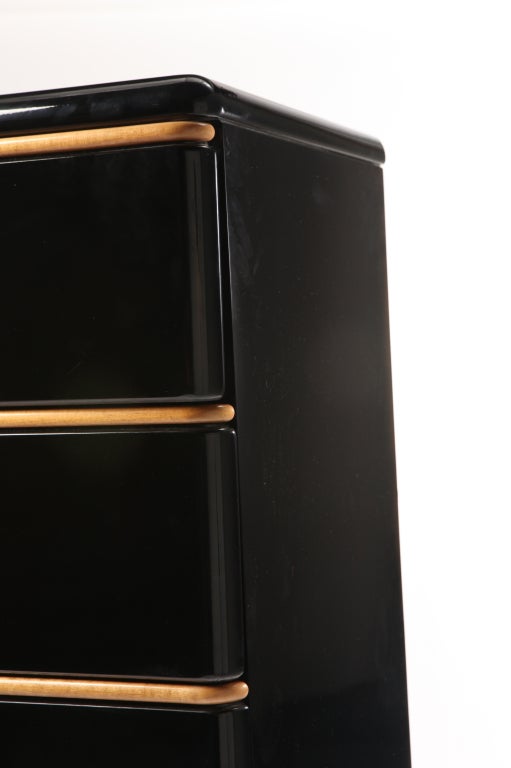 American Black Lacquered Dresser with Maple Trim