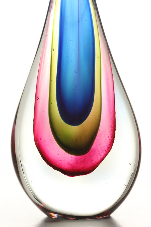 Murano Glass Sommerso Glass Teardrop by Flavio Poli for Seguso