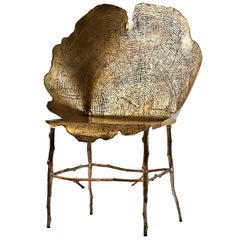 Limited Edition Bronze and Acid Etched Brass "Flor" Side Chair by Sharon Sides