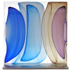 "Infusion in Hyacinth, Brown, and Blue" Glass Sculpture by Jamie Harris