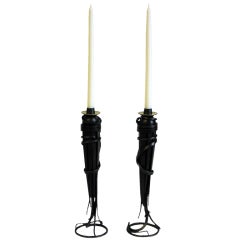 "Pair of Comet Candleholders" Sculptural Lighting by Albert Paley