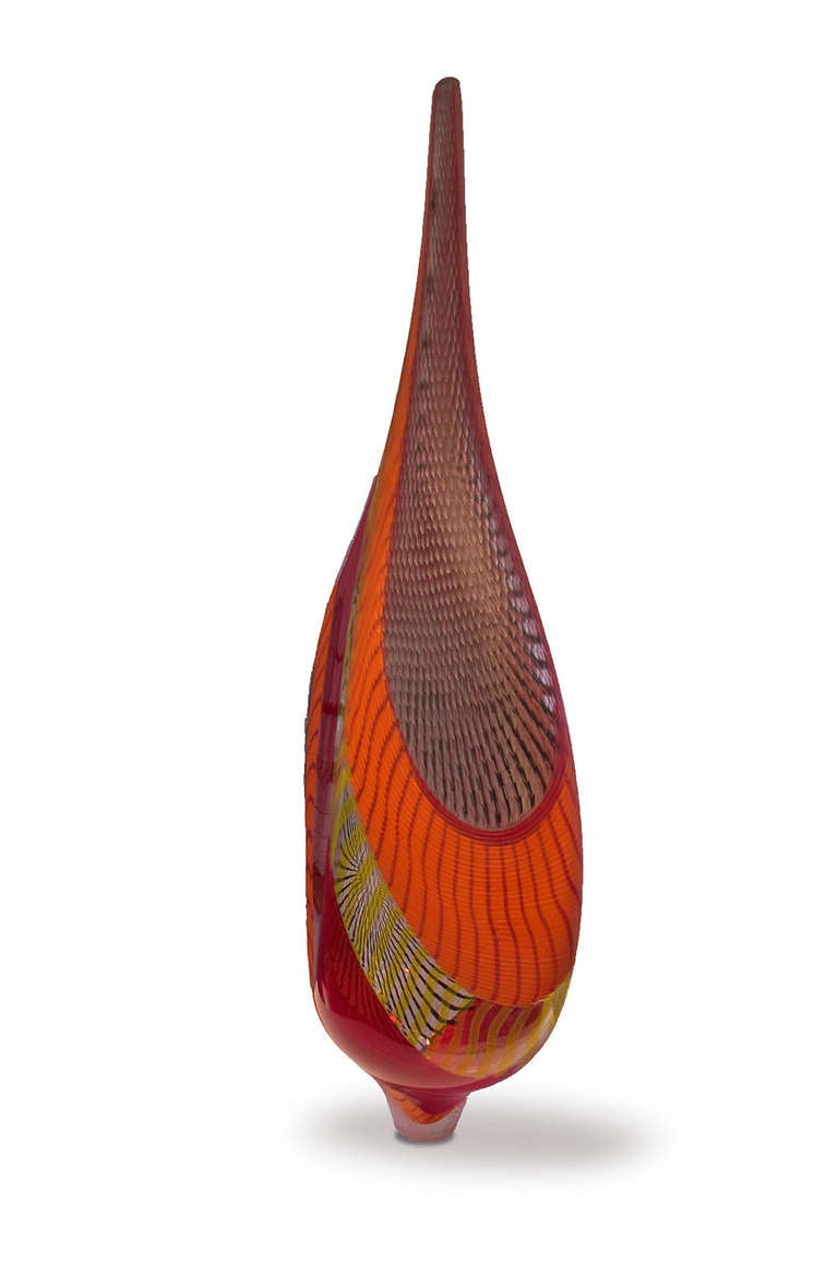 This orange and red vessel form is from Lino Tagliapietra's 