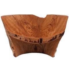 "Pine Chair" Carved Pine Chair by Howard Werner