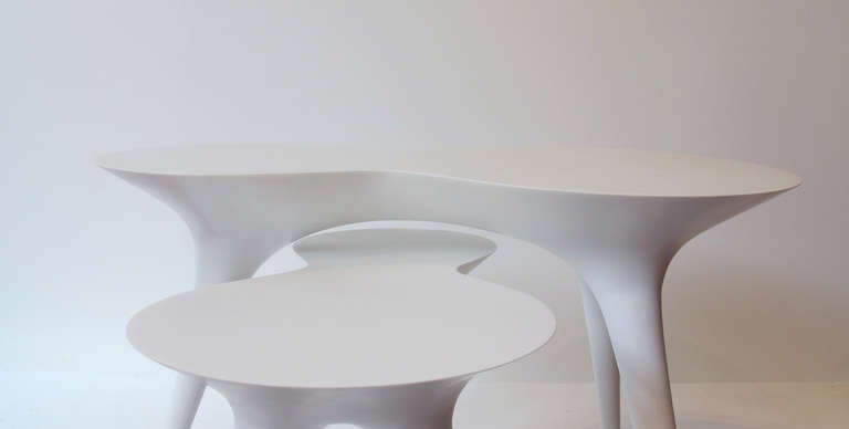 Contemporary Ice Tables in Corian and Glass by Timothy Schreiber