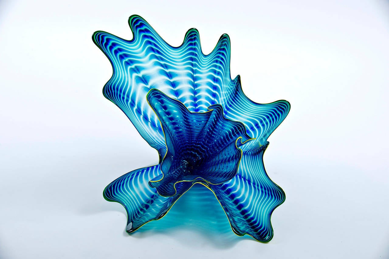 20th Century Blue Persian Set with Green Lip Wrap by Dale Chihuly