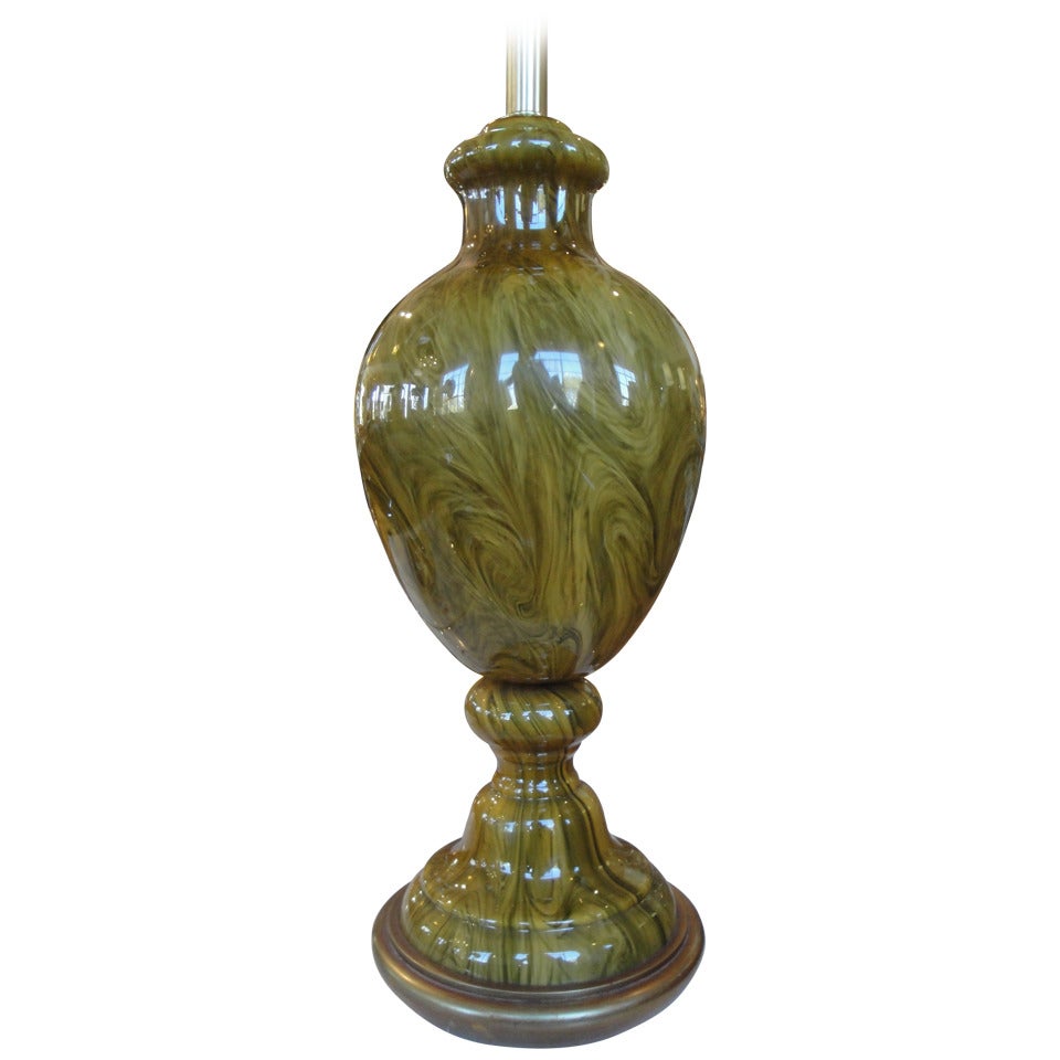 Marbro Marbleized Cased Glass Table Lamp For Sale