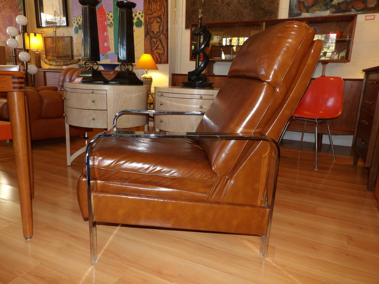 Mid-Century Modern Milo Baughman Polished Chrome Recliner