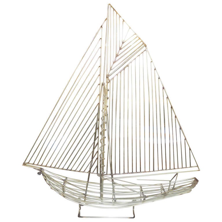 A Curtis Jere Metal Boat Model Sculpture at 1stDibs