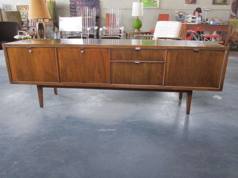 Mid-Century Modern Fine Stow Davis Walnut & Chrome Credenza