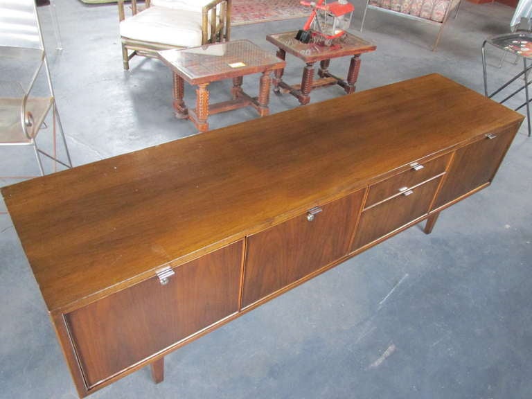 American Fine Stow Davis Walnut & Chrome Credenza