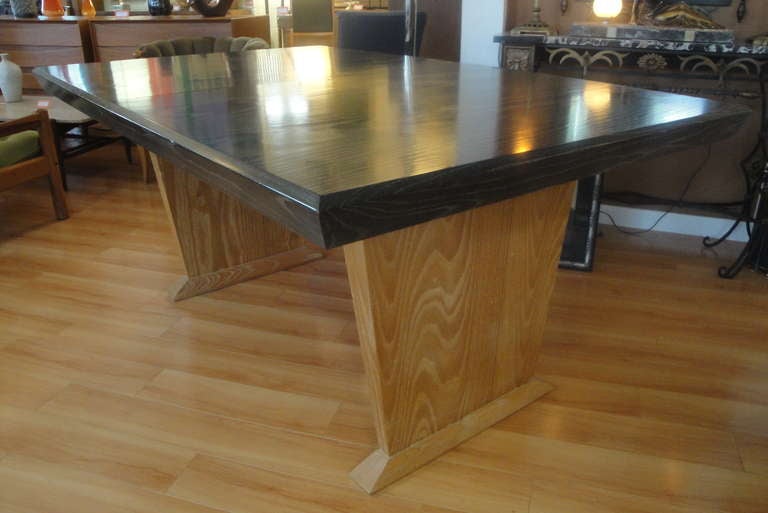 Cerused extension table with two 15