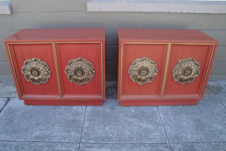 American A Pair of Painted Cabinets Style of James Mont