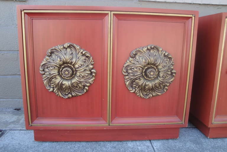 A Pair of Painted Cabinets Style of James Mont 1