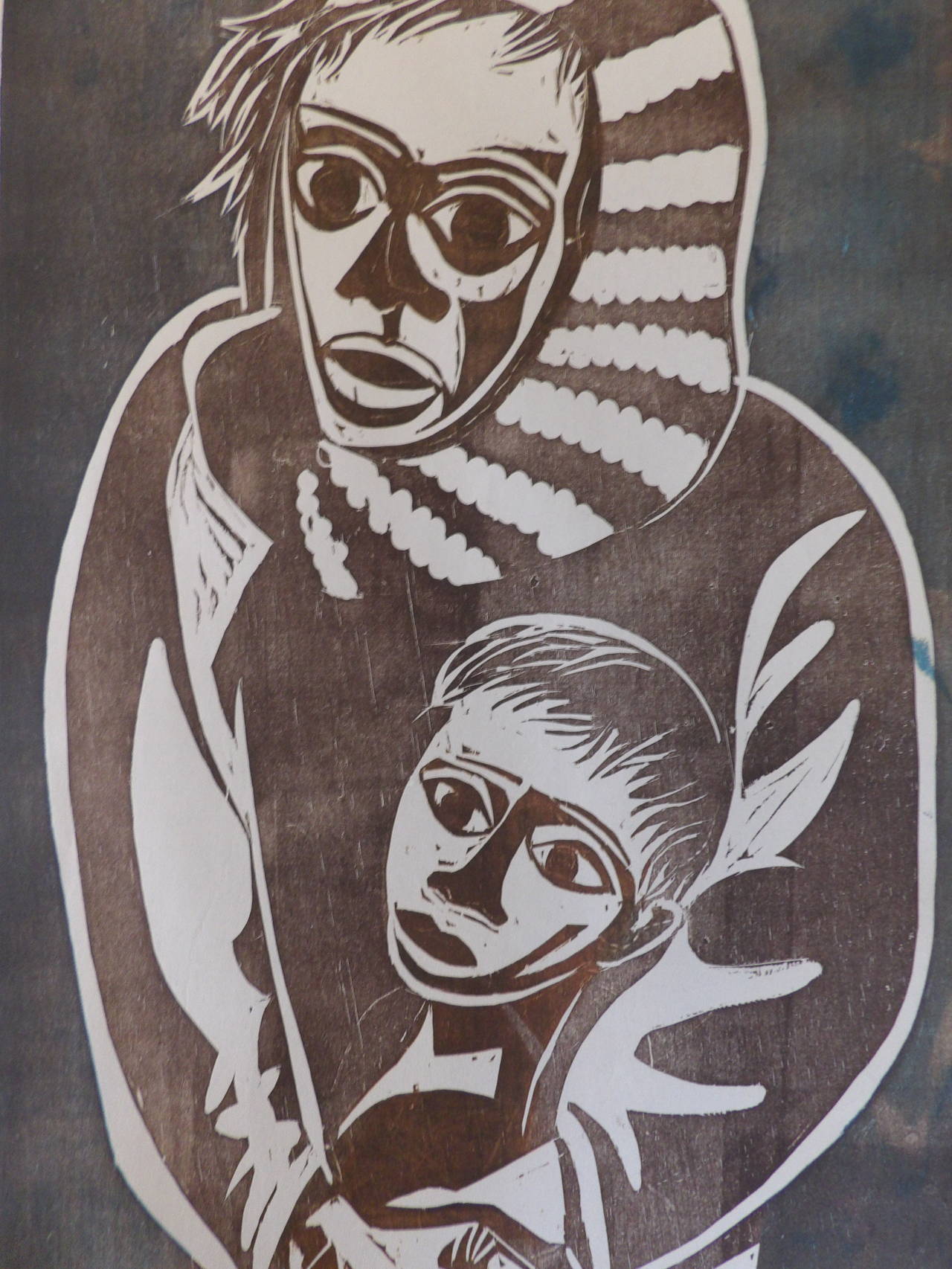 Herman Volz Postmodern Expressionist Woodcut Print In Excellent Condition For Sale In Fulton, CA