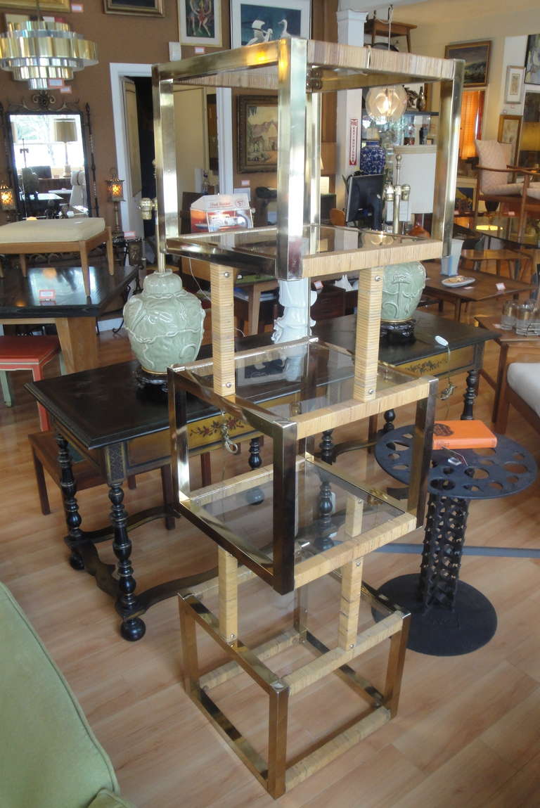 Polished Brass & Glass Cubical Display Shelf 1