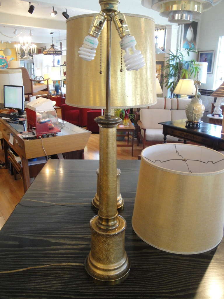 20th Century Paul Hanson Gold Crackalure Reverse Glass Table Lamps For Sale