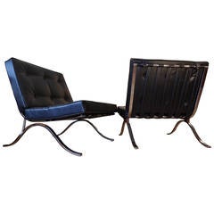 1970s Italian Chrome Lounge Chairs after Mies van der Rohe's Barcelona Chair