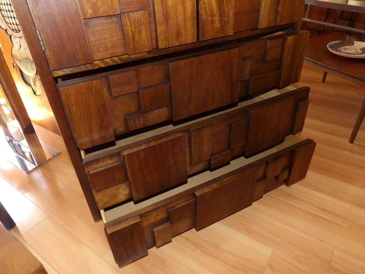 Mosaic Cubist Walnut Tile Dresser By Lane Furniture At 1stdibs