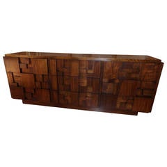 Retro Cubist Walnut Tile Dresser by Lane Furniture