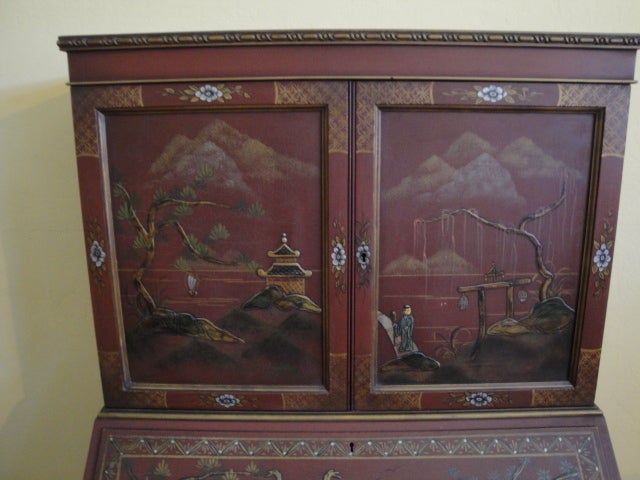 American Striking Chinoiserie Drop-Front Secretary Desk