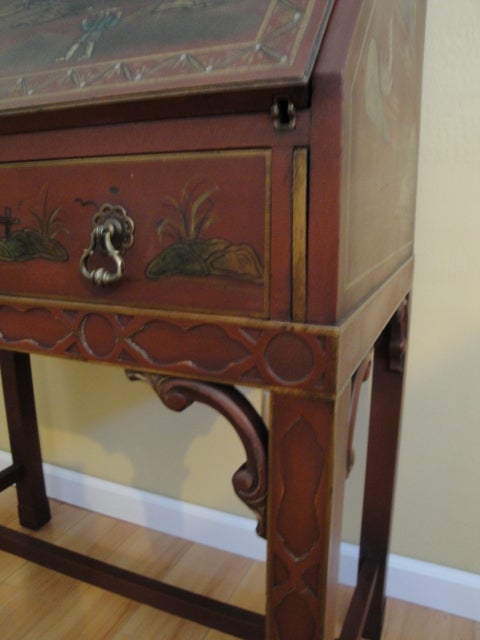Striking Chinoiserie Drop-Front Secretary Desk In Excellent Condition In Fulton, CA