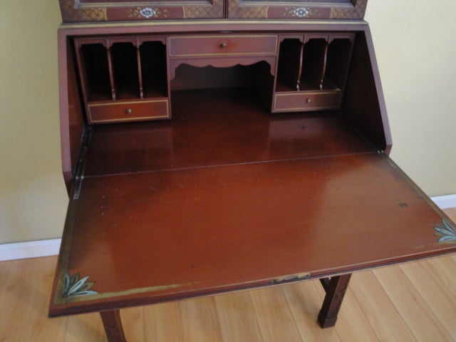 Mid-20th Century Striking Chinoiserie Drop-Front Secretary Desk
