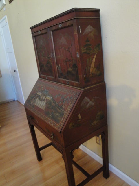 Striking Chinoiserie Drop-Front Secretary Desk 3