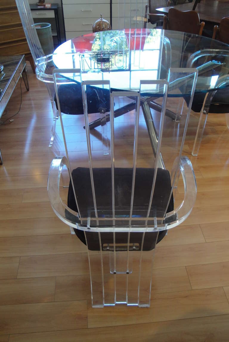 Chrome and Glass Dining Table with 4 Lucite Chairs at 1stdibs