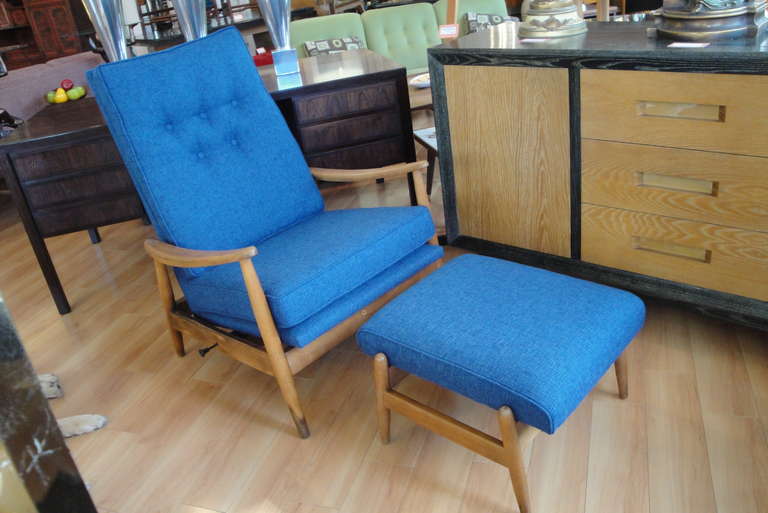 Mid-Century Modern Milo Baughman Recliner & Ottoman