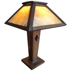 Period Arts & Crafts Opaque Glass Table Lamp